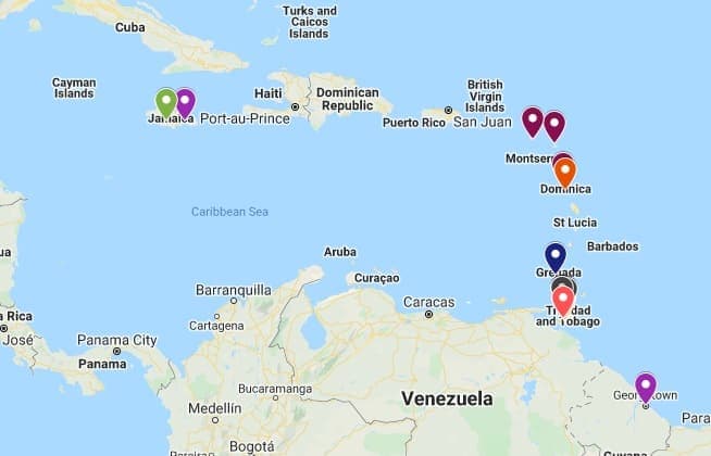 Domus Caribbean locations map